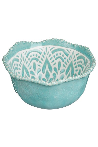 Zumzeria Mint Green Porcelain Bowl with Relief Design for Dip