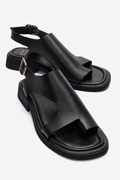 LuviShoes صندل نسائي من الجلد الطبيعي باللون الأسود من BURLEY