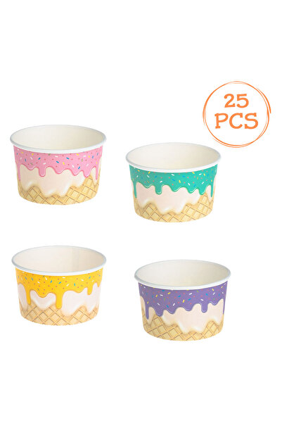 Zumzeria Boluri de hârtie colorate cu design de înghețată 150ml - 25 bucăți