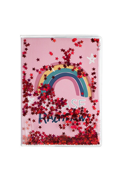 Zumzeria A6 Pink Rainbow Notebook with Confetti Stars - 60 Sheets