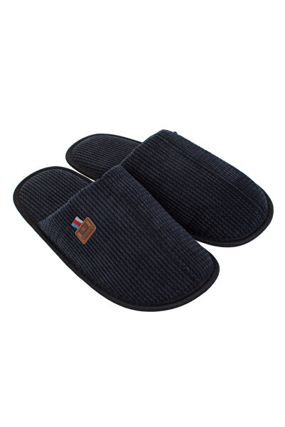 Zumzeria Black Winter Slippers with Brown Fashion Patch for Men