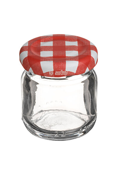 Zumzeria Borcan rotund de sticlă cu capac metalic roșu în carouri, 40ml