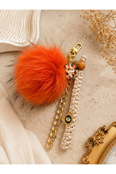 Handmade Sunset Cat Charm Keychain