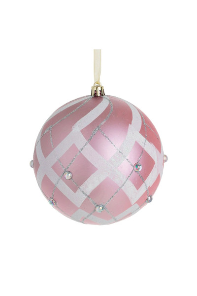 Zumzeria Ornament pentru bradul de Crăciun, glob roz cu sclipici și strasuri ...