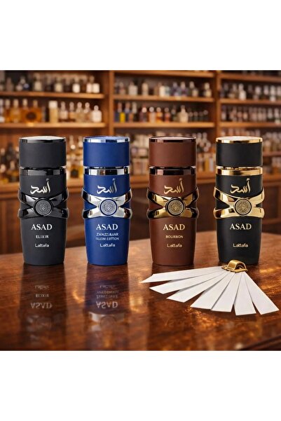 lattafa Set de parfumuri arabe Asad Collection, Apă de parfum pentru bărbați, 4 x 25 ml