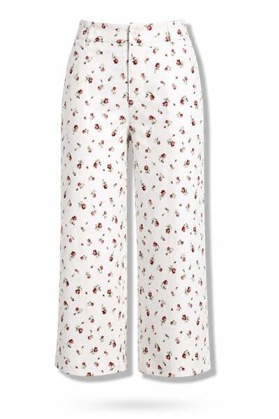 5in1Canpolat Red Floral Patterned Trousers 18356