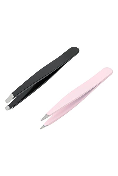 Zumzeria Black & Pink Angled Tweezers 7.5cm - 2pcs