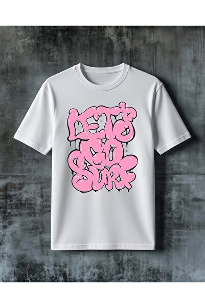 COMVİCHO Pink Graffiti Printed Oversize T-Shirt