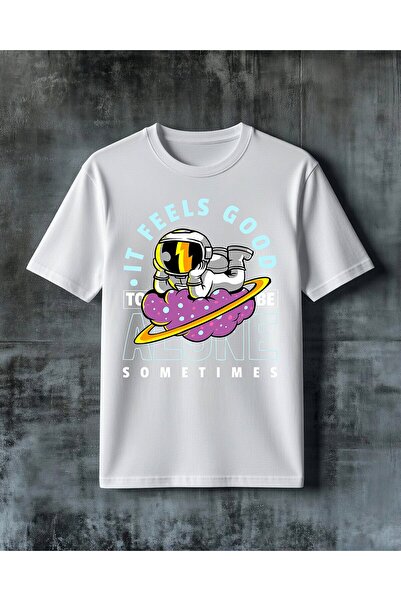 COMVİCHO It Heels Good Astronaut Printed Oversize T-Shirt