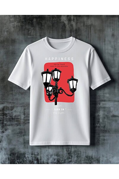 COMVİCHO Light in the Dark Street Lamp Printed Oversize T-Shirt