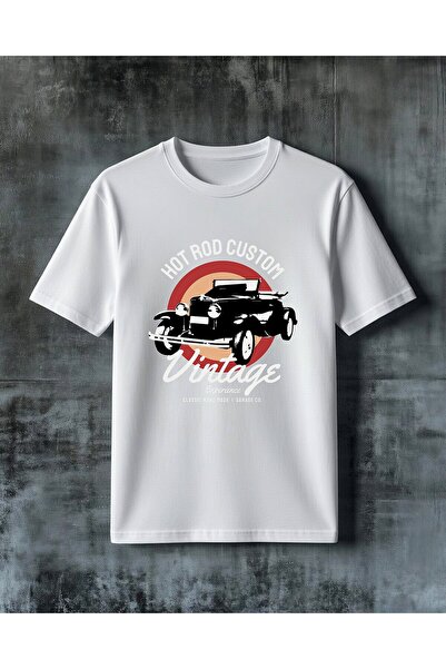 COMVİCHO تي شيرت كبير الحجم مطبوع عليه hot rod custom garage