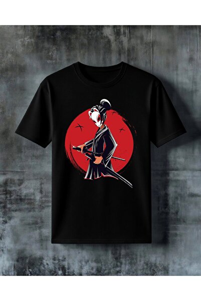 COMVİCHO Samurai Red Moon Printed Oversize T-Shirt