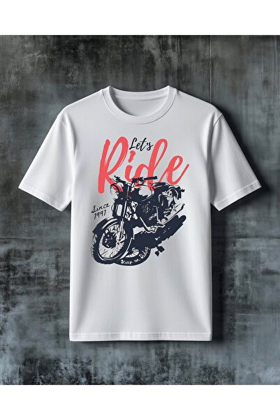 COMVİCHO Lets Ride Motorcycle Printed Oversize T-Shirt