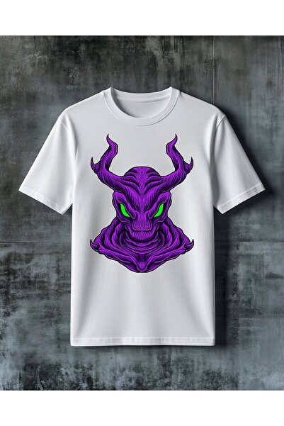 COMVİCHO Satan Bas Mor Goz Printed Oversize T-Shirt