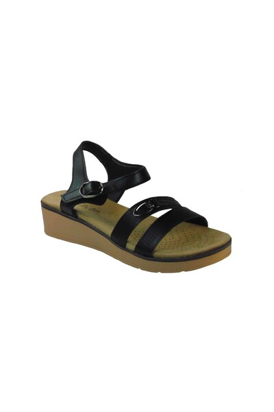 OEM Tsimpolis Shoes Q6105 Γυναικείο Πέδιλο Από Τεχνόδερμα Μαύρο