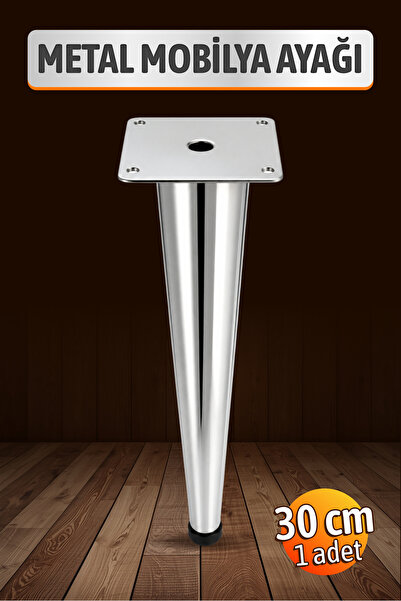 Badem10 Omaks (1 Adet) 30 cm Metal Krom Düz Mobilya Sehpa Kanepe Ayağı Montaj...