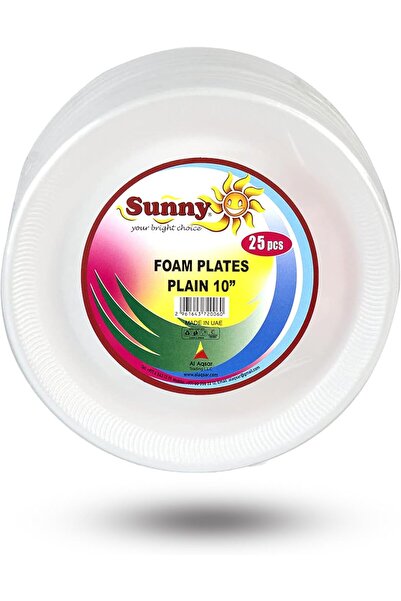 Sunny Your Bright choice 10 Inch Disposable Foam Plates Round White – 25 Pack...