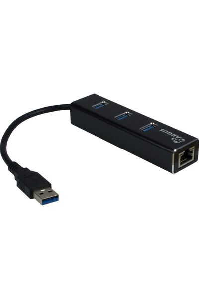 Inter-Tech USB3.0 HUB 3Port Argus IT-310 1x RJ45 Gigabit Lan passiv Black