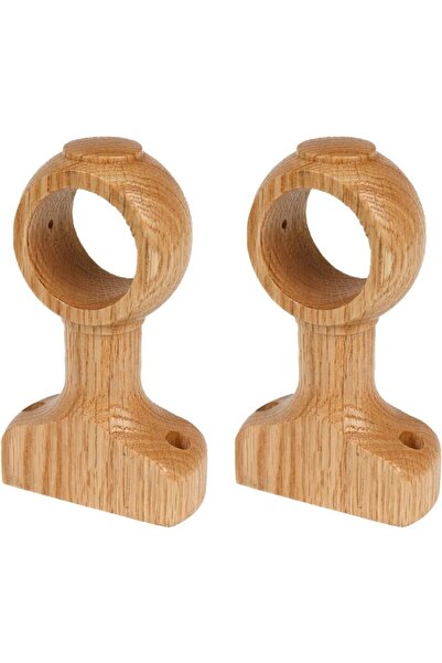Choice L 2-Pack Natural Wood Curtain Rod Brackets for 1.4" (1-2/5") Poles | D...