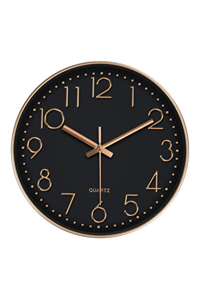 Choice 8 inch Black Golden G1233C 8-Inch Minimalist Quartz Wall Clock, 3D Dig...