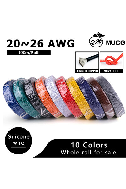 Choice37 20m 24 AWG Silicone-Yellow 400m/roll 10Colors Silicone wire Heat-res...