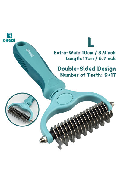 Choice فرشاة إزالة الشعر الزائد L Oitabi للحيوانات الأليفة - مشط مزدوج الجوان...