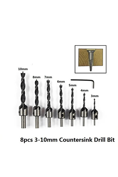 Choice1 7pcs 3-10mm SIQICNC 3mm-10mm HSS Countersunk Drill Bit Set Reamer Woo...