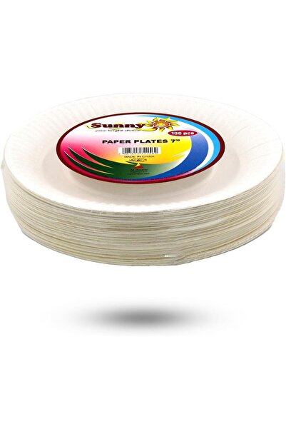Sunny Your Bright choice Sunny Disposable Paper Plates 7 Inch White – 100 Pack | Heavy Duty Round Party Plates for Birthday, Picnic, BBQ & Catering | Disposable Dessert & Snack Plates for Events & Everyday Use