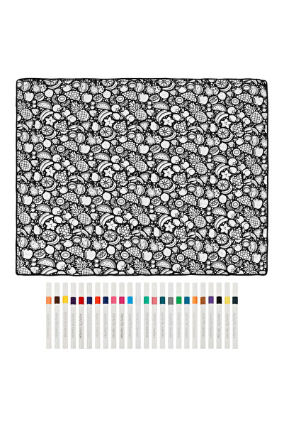 choice2 Fruit Design DIY Coloring Blanket with 24 Colored Markers Creative Pe...