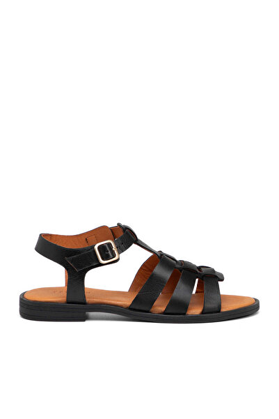 Tergan Siyah Hakiki Deri Kadın Sandalet - K25Y1SN68105-A23
