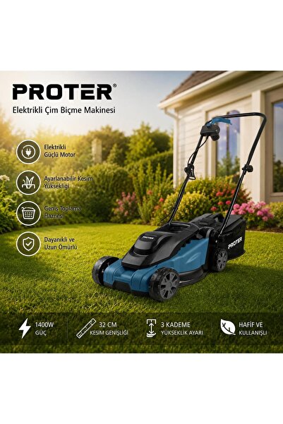 Proter PR 1330 E ELEKTRİKLİ ÇİM BİÇME MAKİNESİ 1200W