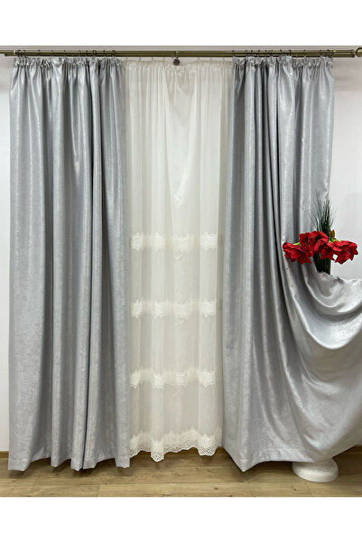 Liz Line Set of two blackout curtains, with drapes, 350x245cm, various colors...