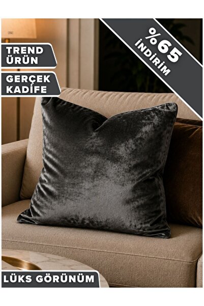 Perle Husă de pernă decorativă din catifea neagră lucioasă, modernă, elegantă...