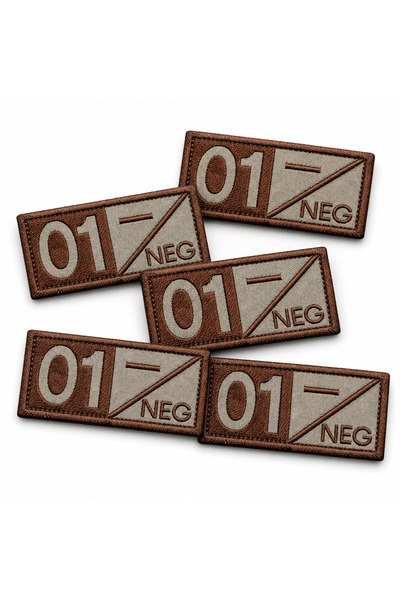 brodezcu Set of 5 patches, emblems, Embroidered badges blood group 01 Negativ...