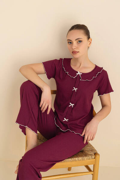 SEAMLIFE HOMEWEAR French Collar Bowknot Pajama Set