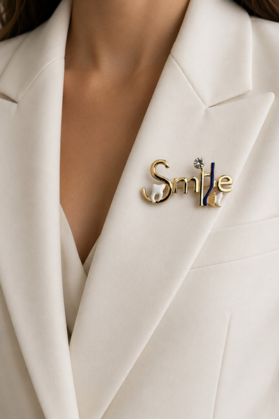 Modex Altın Sarısı Diş Ve Fırça Detay Smile Broş (5cm)