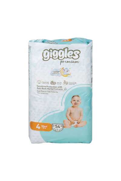 giggles حفاضات أطفال فاخرة مقاس ماكسي 4 (7-18 كجم) 54 قطعة