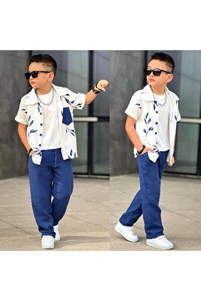 aykidsclup Male Child Muslin 3 Piece Style Bottom Top Suit 8090Pm