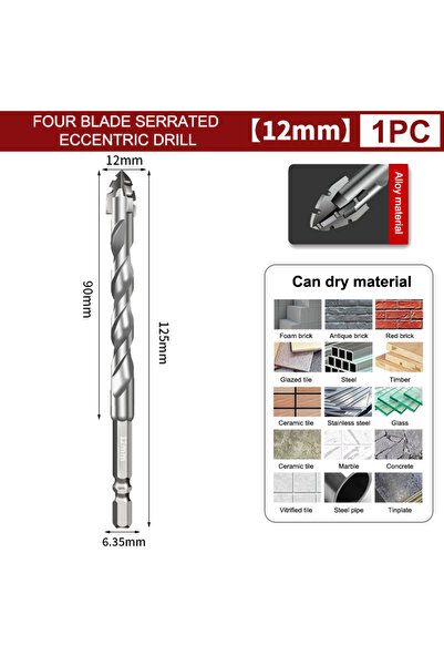 Choice6 12mm 7pcs/sets Tungsten Steel Serrated Drilling Bit Set For Ceramic P...