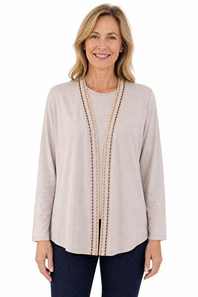 Desen Triko Women's Embroidered and Stone-Embellished Combed Cotton Cardigan ...