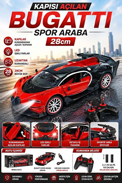 YILDIRIM OYUNCAK Uzaktan Kumandalı Şarjlı Kapısı Açılan Bugatti Spor Araba 28...