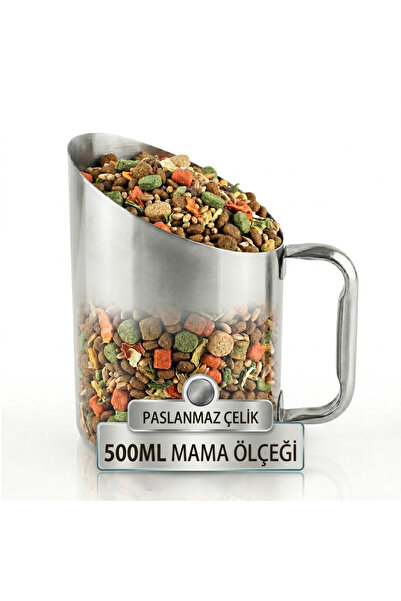 Tasma Market Paslanmaz Çelik Mama Ölçeği 500 ml – Kedi Köpek Mama Küreği