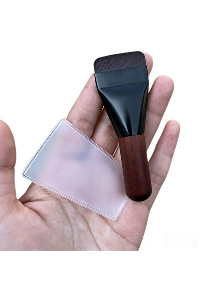 Choice black Short Flat Foundation Brush, Ultra-Thin Handle for Liquid Founda...
