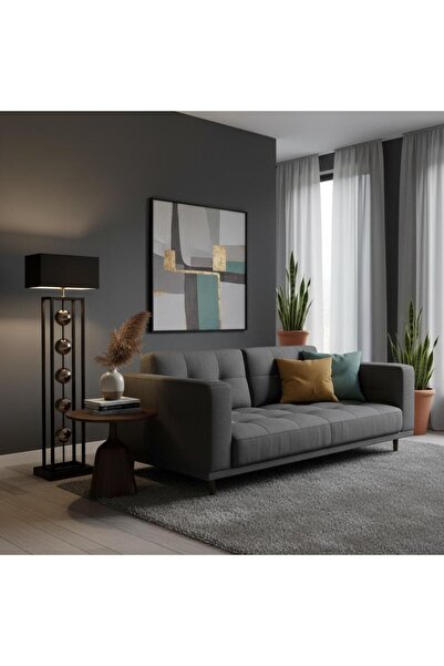 Elizim Home Lighting Zarafet Siyah Kasa Krom Detaylı Siyah Şapkalı Lambader
