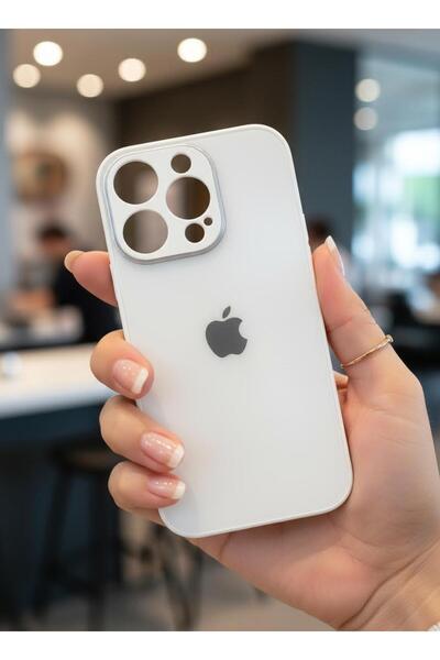 TECNOTREND iPhone 14 PRO Uyumlu LOGOLU Glass Arkası Cam Şık Tasarım Sert KAME...