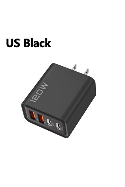 Choice6 US Black Quick Charge 3.0 Fast Charger Muti Total 120W 4 Port USB Typ...
