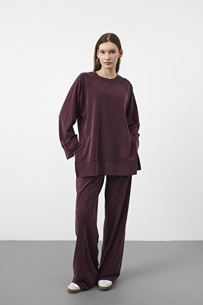 Basicpark Burgundy Oversize Fit Tencel Textured Relax Fit Premium Suit