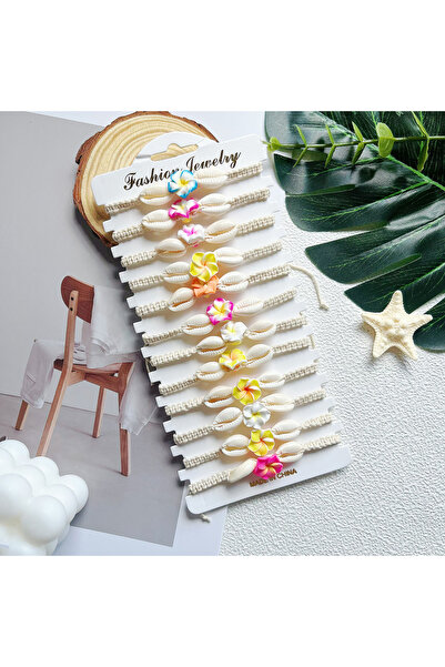 Choice A Soft clay flower shell bracelet for women, beach and surfing vacatio...