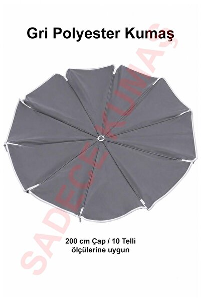 Düvenci Gri Polyester Kumaş, 200 cm / 10 telli (plaj şemsiyesi uyumlu)