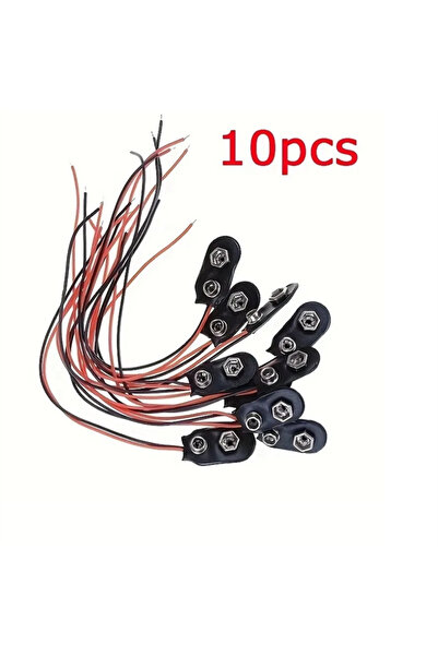 Choice 10PCS 10pcs 9V Battery Clips Black Red 2Wired Cable Connection Connect...